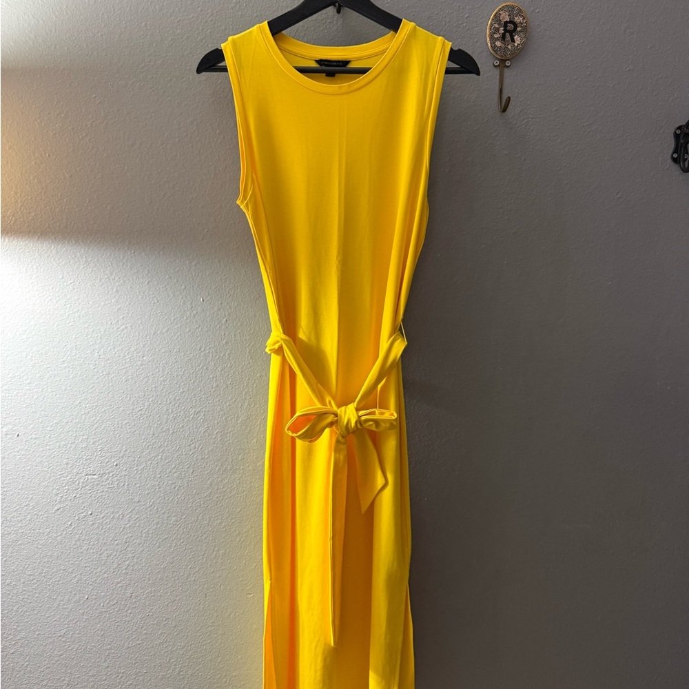 Banana Republic Bright Yellow Sleeveless Tie-Waist Maxi Dress
